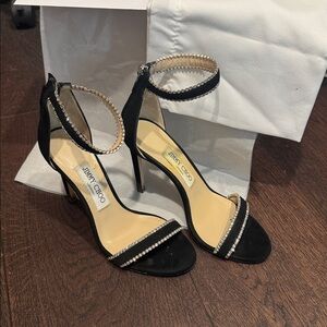Jimmy Choo Black and Crystal Heels